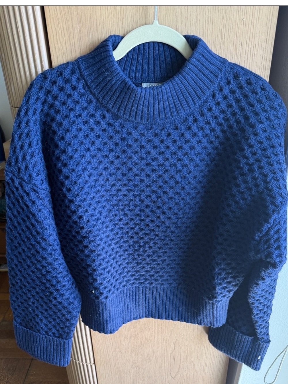 JCREW chunky Classic Navy Textured Crewneck Sweater - Women medium